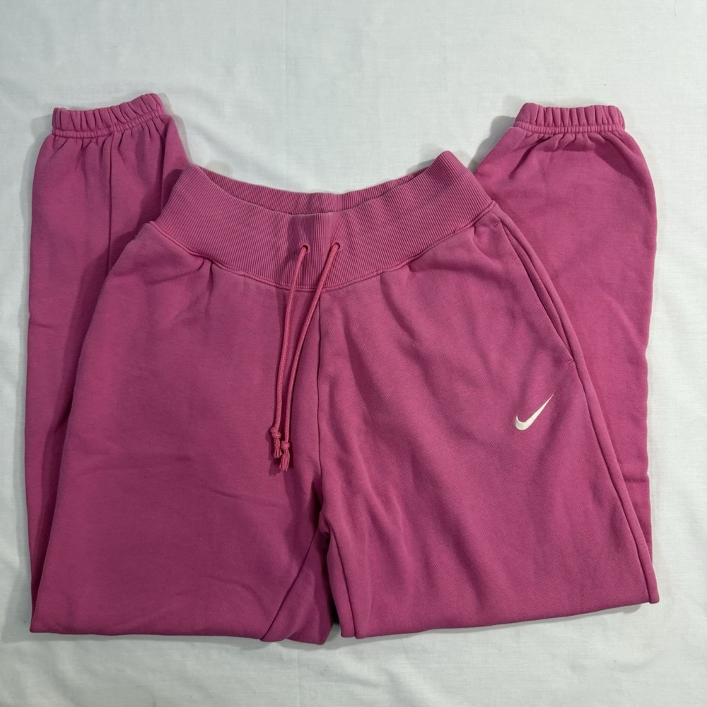 Nike Sweatpants Womens Sz Extra Small Pink Fleece Joggers Drawstring Pockets